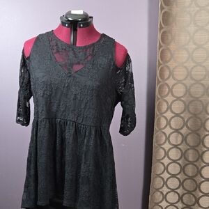 Torrid Black Lace Cold Shoulder Blouse